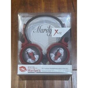 Marilyn Monroe X12 Red Gangster Inline Mic 3.5mm Headphones - NIB - New & Sealed